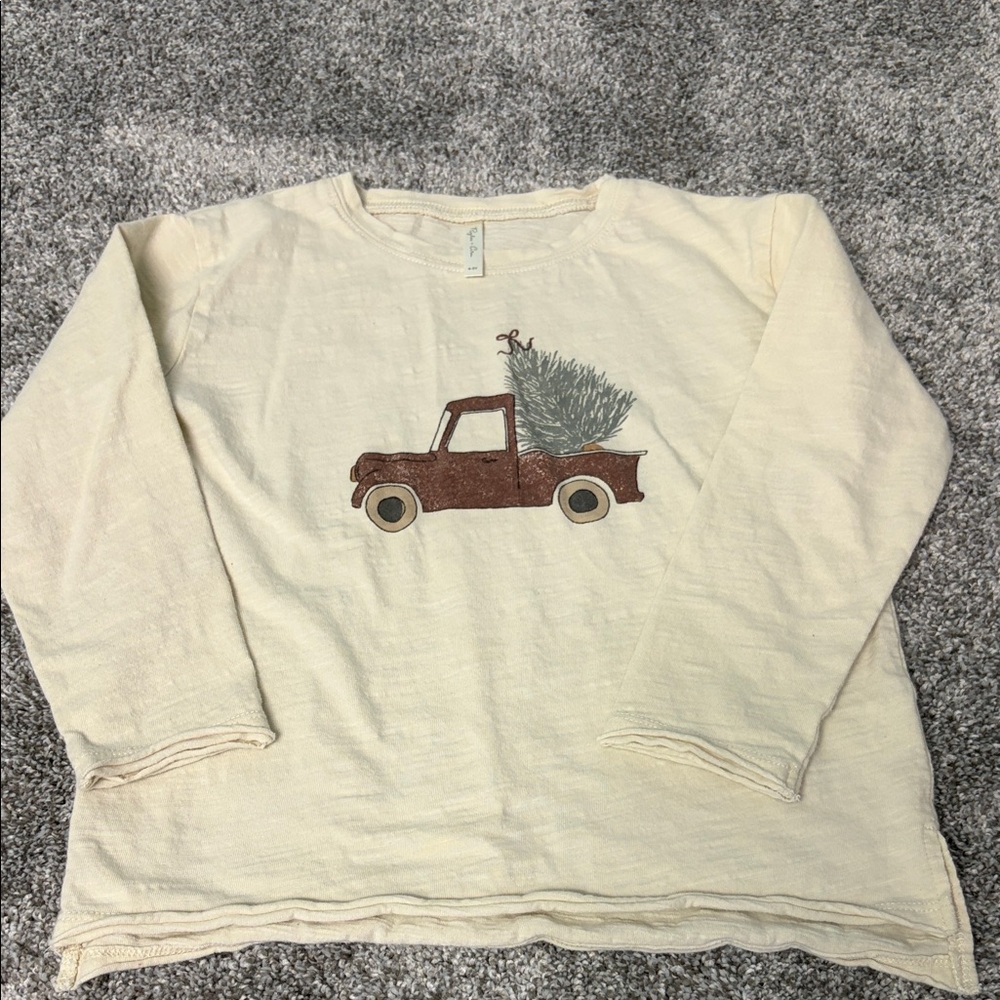 Rylee + Cru Cream Long Sleeve Shirt with Truck Design